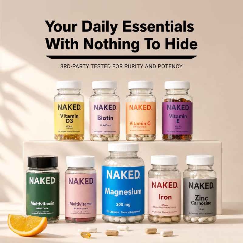 NAKED Men’s Multi – Daily Multivitamin for Men – A, C, E, Selenium, Zinc, Fruit and Super Green Extracts and More to Boost Immune Support – Gluten-Free and Vegetarian Daily Vitamins – 60 Capsules Men's
