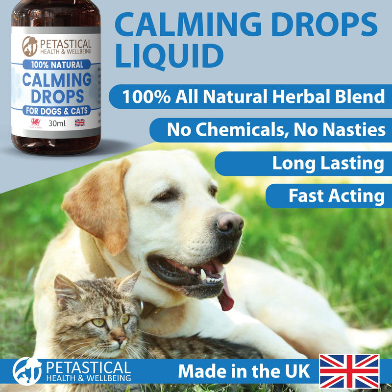 Dog Calming, Scullcap Valerian for Dogs, Cats, Anxiety Calming Drops, Home Alone, Barking, Loud Noises, Fireworks & Kennels (30ml) 30ml