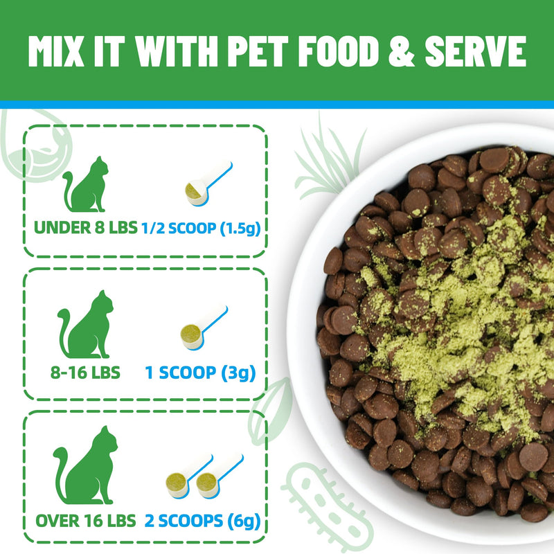 Just Try 7OZ Cat Grass Powder Feline Grass Treats Cat Supplements Hairball Treatment for Cats Cat Hairball Remedy Gut Health Cat Treats Healthy