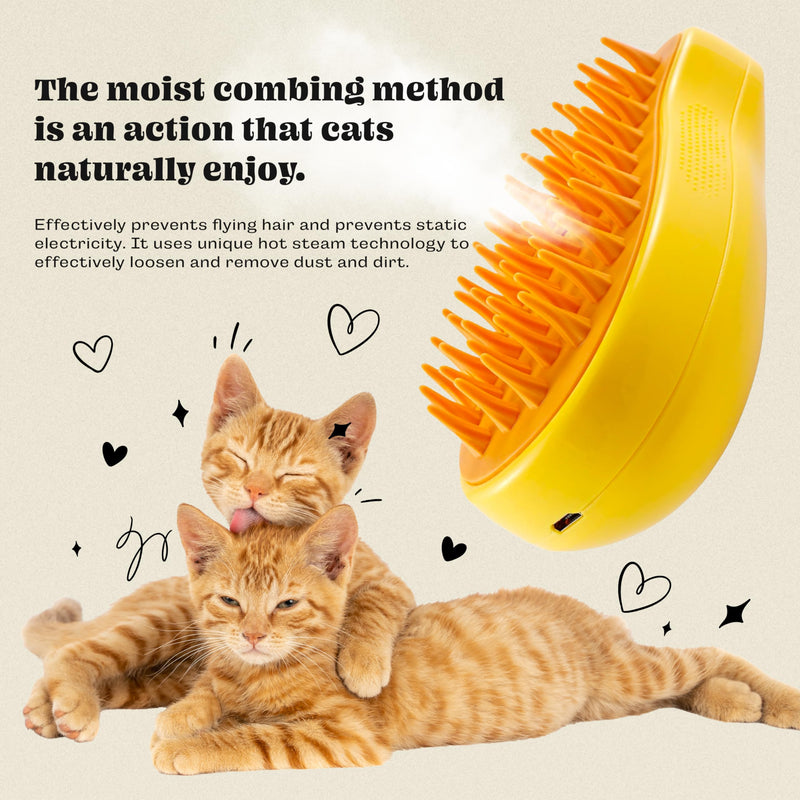 Steamy Cat Brush, 3in1 Multifunctional Cat Steam Brush - Rechargeable Self Cleaning Pet Steam Brush for Cat & Dog, Cat Steamy Brush for Removing Tangled & Loose Hair, Silicone Steamer Brush - Dog&Cats - BeesActive Australia