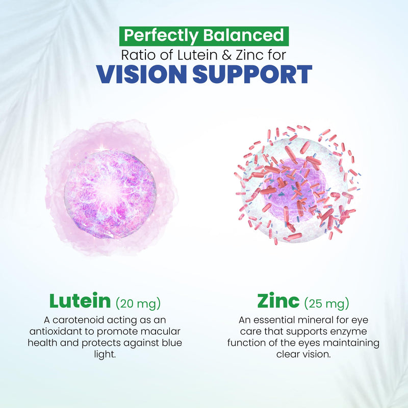 AREDS 2 Eye Vitamins - Lutein and Zeaxanthin for Macular Health, Bilberry | 20mg Lutein, Vitamin A, Zinc, Dry Eye & Strain Relief for Adults, Non-GMO, Gluten-Free, 60 Capsules, 1 Month Supply