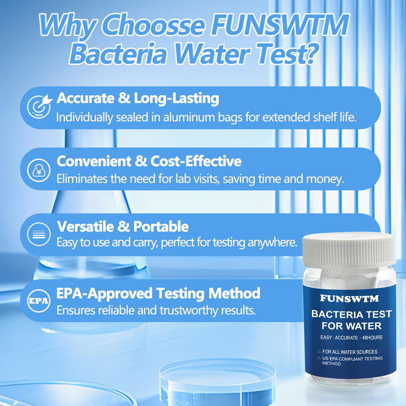 Coliform Bacteria Test Kit: 12-Pack Easy at-Home Well, Tap, Pool, Spring, Pond, Lake Drinking Water Quality Test 12 Tests