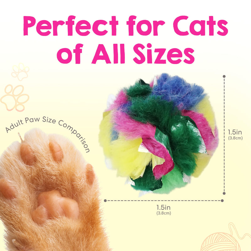 Cat Crinkle Balls 1.5 Inch (4-Pack) - Mini Crinkle Cat Toys for Indoor Cats - Multi-Color Crinkle Cat Toy - Cat Toys Crinkle Balls to Keep Fit and Active - Canadian-Made Crinkle Balls for Cats 4 Pack - BeesActive Australia