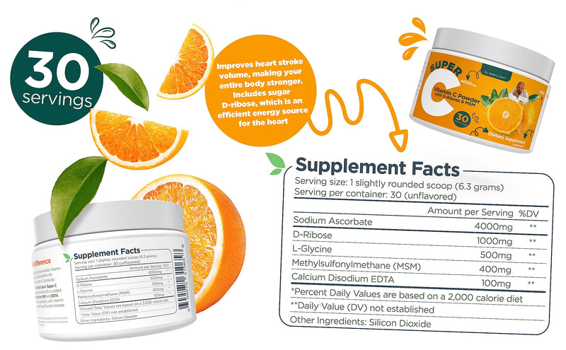 Dr. Keith's Own Buffered Vitamin C Powder 4000mg, Glycine & MSM 200g 1