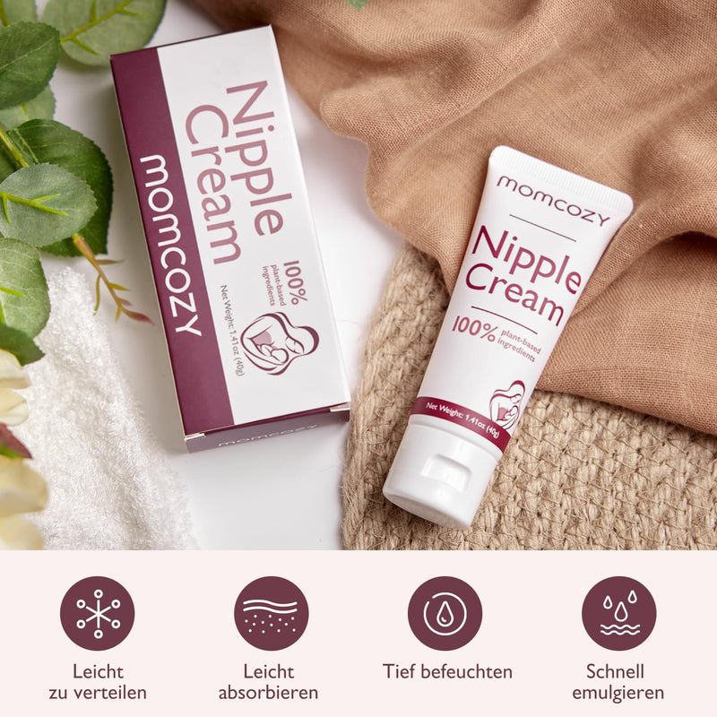 Momcozy 100% Natural Nipple Cream, Vegan Lanolin-free Nipple Balm, Soothing Cream for Sore, Cracked Nipples, Breastfeeding Essentials for Nursing & Pumping Moms, 1.41 oz - BeesActive Australia