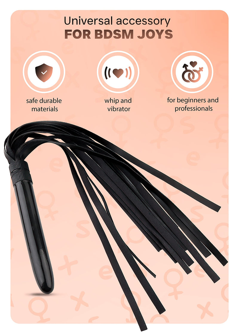 Whip Black Cosplay Play Black Leather Riding Whip Crop Whip Small Leather Whip Vegan Riding Whip Starter kit Flogger - BeesActive Australia