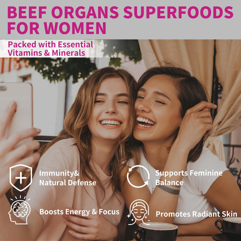 Beef Organ Supplement for Women, Gummies with Grassfed Beef Organ, 90 Cts | Grassfed Bovine Organ Gummies, Sugar-free & No Artificial Additives, Hormone Balance Support, Chewable, No Pills/ Powder