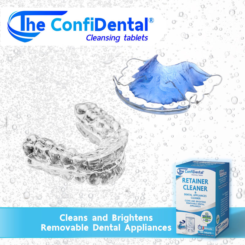 The ConfiDental Cleansing Tablets (120tablets) - 4 months supply. Retainer, Mouth Guard and Dental Appliances Cleaner. Keep your Dental Alliances Fresh and Clean like new. 120 Tablets