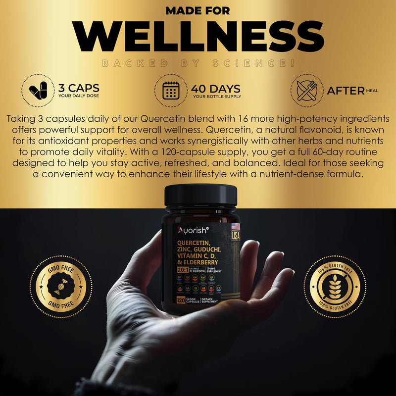Quercetin Zinc Vitamin C Vitamin D Bromelain Elderberry - Supplement Adults with Artemisinin, Sea Moss, Echinacea, 120 Count