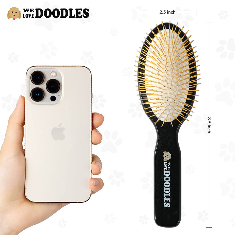 Pet Grooming Detangler Pin Dog Brush For Shedding and Removing Loose Fur, Lightweight Beech Wood with Gold Plated Pins for Long Hair [We Love Doodles] - BeesActive Australia