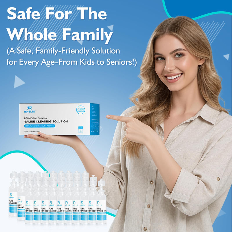 Saline Solution, 300ml /10.56 FL OZ Normal Solution for Multiple Household Uses, 5ml Each, 60 per Box