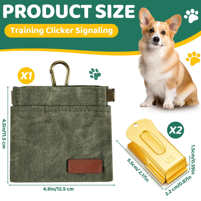 3 Pcs Dog Training Clicker Kit Include 2 Brass Dog Clicker Training Cricket Clicker and Dog Treat Pouch with Clip for Puppy Cats Dog Pet Trainer Pet Owners - BeesActive Australia