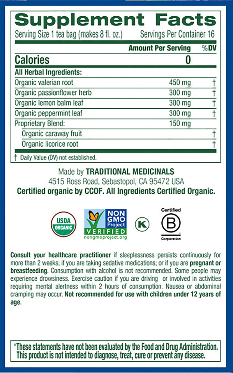 Traditional Medicinals Organic Nighty Night Valerian Relaxation Tea, 16 Tea Bags (Pack of 3) Peppermint 16 Count (Pack of 3) - BeesActive Australia