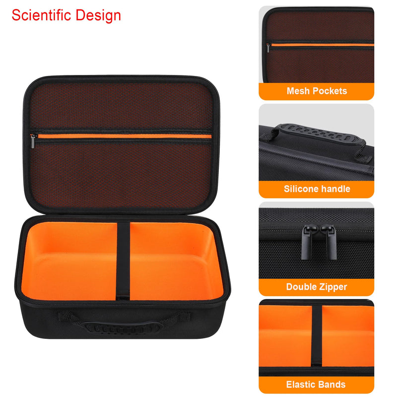 Elonbo Hard Case for Smart Digital Nebulizer Machine/Compression Nebulizer for Breathing Treatment, Portable Home Atomizer Travel Bag, Desktop Asthma Inhaler/Spacer Masks Storage Holder, Black+ Black+ Inside Orange - BeesActive Australia