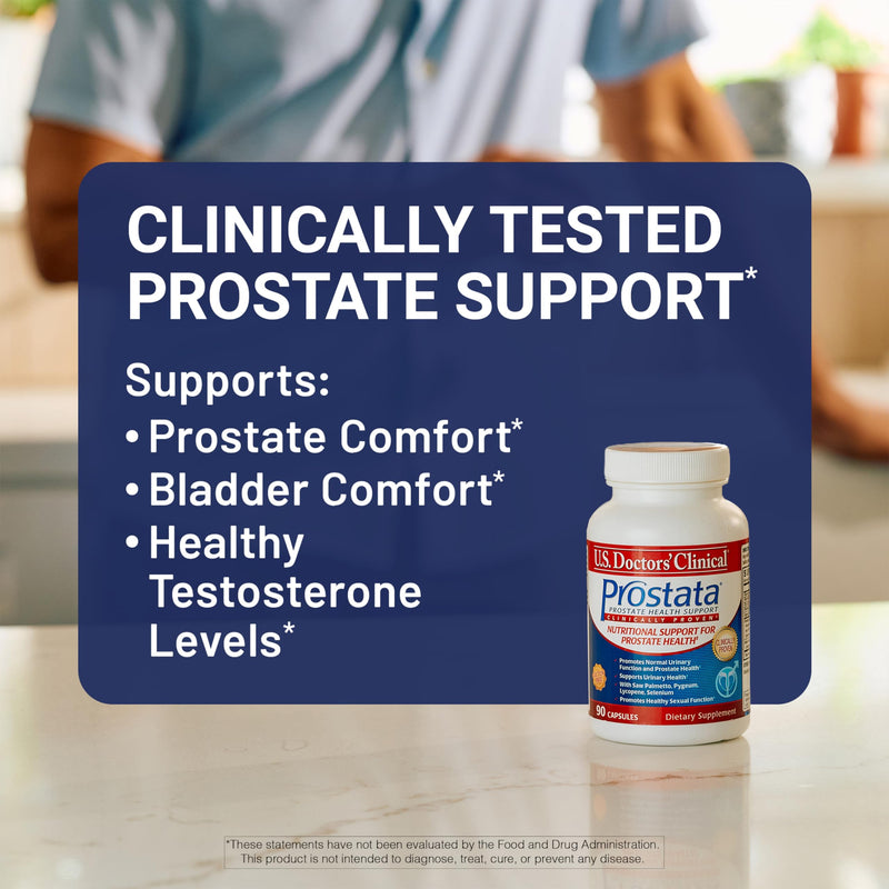 U.S. Doctors' Clinical Prostata - Clinically Proven Prostate Supplement for Men - Urinary Tract & Bladder Support - Saw Palmetto, Vitamin E, Pumpkin Seed - USA Manufactured- 90 Capsules[30-Day Supply]