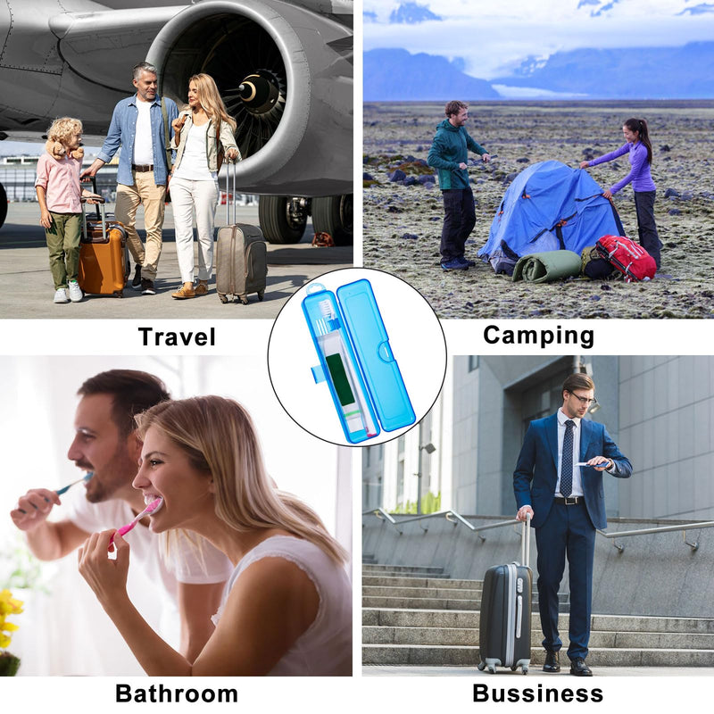 Toothbrush Case 2 Packs, Transparent Dark Blue Toothbrush Travel Case, Plastic Toothbrush Holder Travel Size, 7.87 x 1.85 x 1.18 inches Portable Toothbrush Case for Traveling - BeesActive Australia