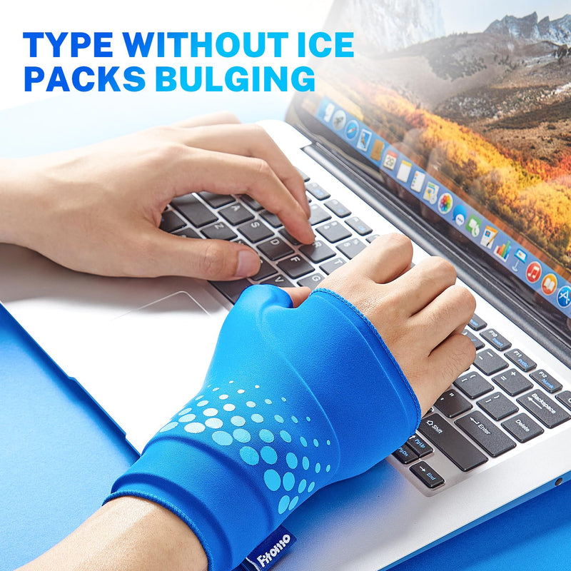 Thumb & Wrist Ice Pack Wrap, Thickened Ice Gel Pad, Ergonomic Fit, Long Lasting Cold & Warm for Carpal Tunnel Relief, Arthritis, Computer Overuse Injuries, Post-Surgery, Post-Workout, Size S/M Blue - BeesActive Australia