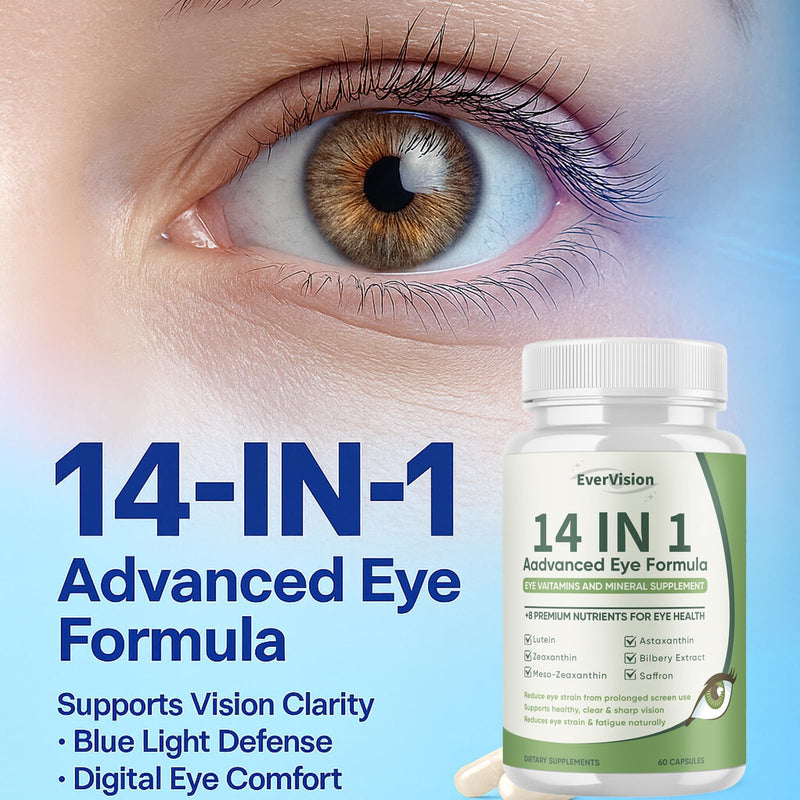 Evervision 14 in 1 Advanced Eye Formula, Neurobella Eye Vitamin and Mineral Supplement with Zinc, Lutein, Zeaxanthin & Bilberry Extract, 60 Capsules (1)