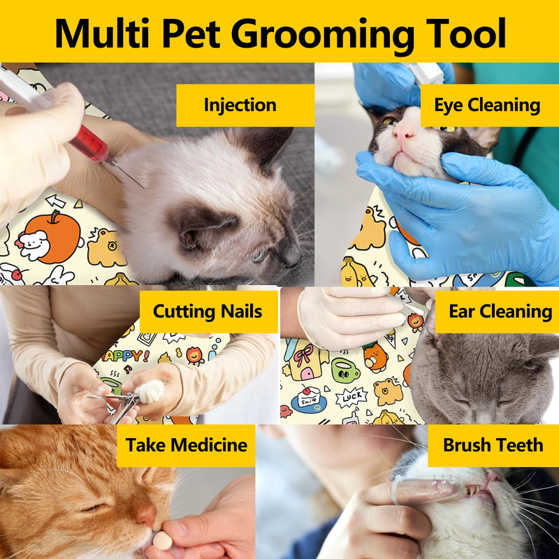 Cat Grooming Wrap,Cat Grooming Wrap for Cutting Nails Self-Adherent Cat Wrapping Blanket for Grooming Cat Grooming Supplies Cat Calming Holding Escaping Scratching Biting(Within 22lbs) XL-70*70CM - BeesActive Australia