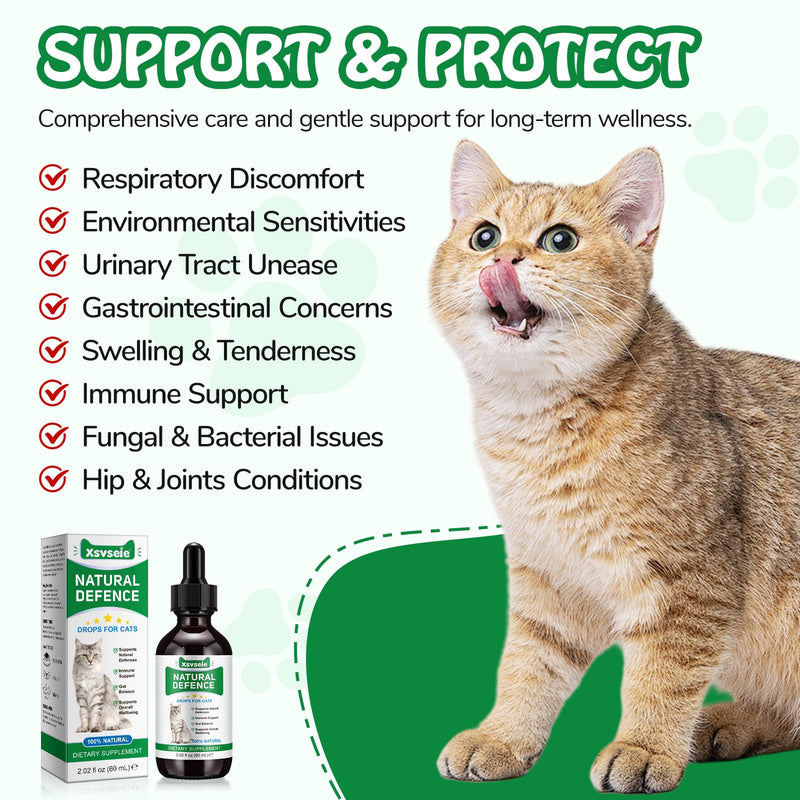 Antibiotics for Cats, Cat Antibiotics for Infections, Supports Immune & Cats Allergy Itch Relief, Health Supplies cat UTI Cat Multivitamin, 60ML