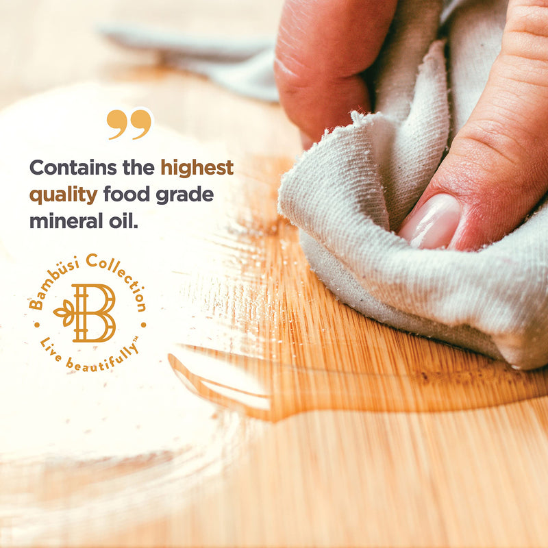 Food Grade Mineral Oil - 12oz Cutting Board Oil and Butcher Block Conditioner - Protects and Restores Wood, Bamboo, and Teak Cutting Boards and Utensils by Bambüsi 12 Fl Oz - BeesActive Australia
