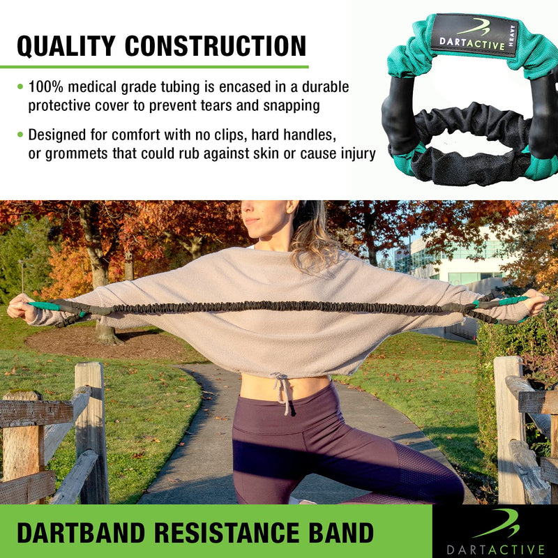 DartBand Premium Resistance Bands with Handles,Door Anchor,and Carabiner Clip for Athletic Training,Rehab,Strength Training,Yoga,Physical Therapy,Home Workout Solution-Medium Resistance Light Resistance