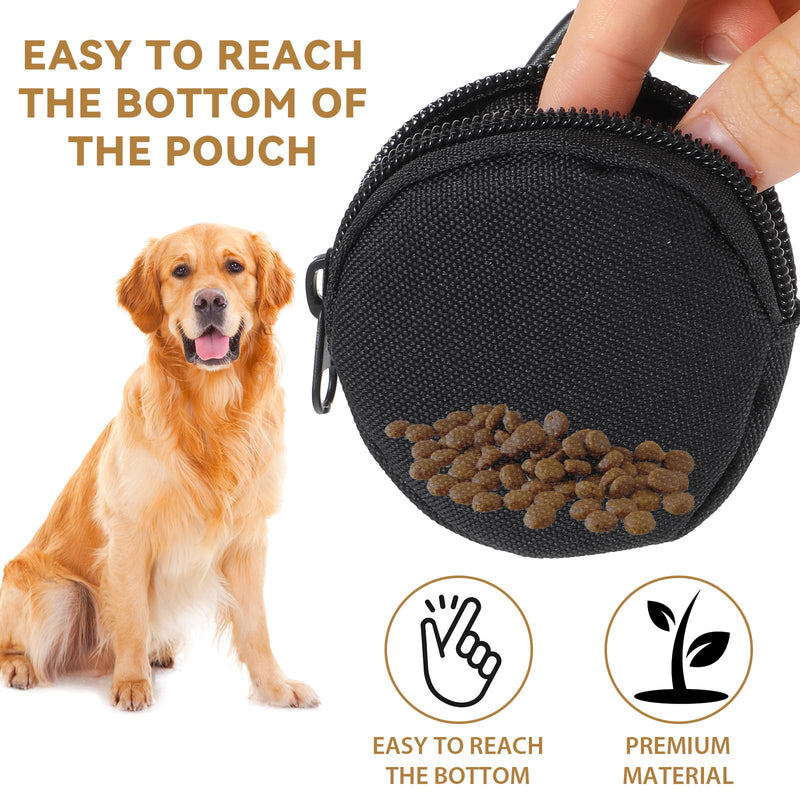 2 Pack Dog Treat Pouches, Small Portable Training Walking Treat Bag for Puppies with Clasp Reusable Pet Treat Container, Zipper Closure to Avoid Spilling, Travel or Outdoor Use(Black) Black - BeesActive Australia