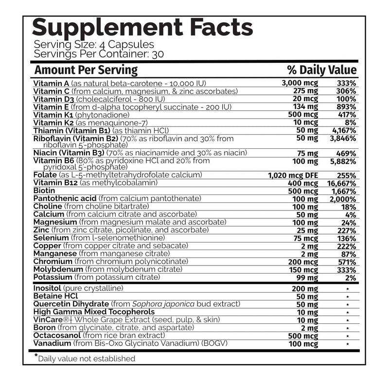 Multi Two (120 Capsules) - Advanced, Full-Spectrum Multivitamin, Mineral, and Cofactor Formula - Coenyzme Vitamins - Veggie Caps