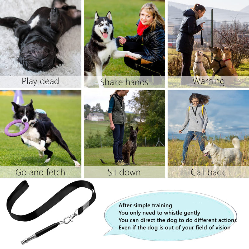HRYYDS 2 Pack Dog Whistle, Dog Whistle to Stop Barking Neighbors Dog, Adjustable Ultrasonic Silent Dog Whistle, Professional Recall Dog Training Whistles, with Lanyard (Black and White) Black and White - BeesActive Australia