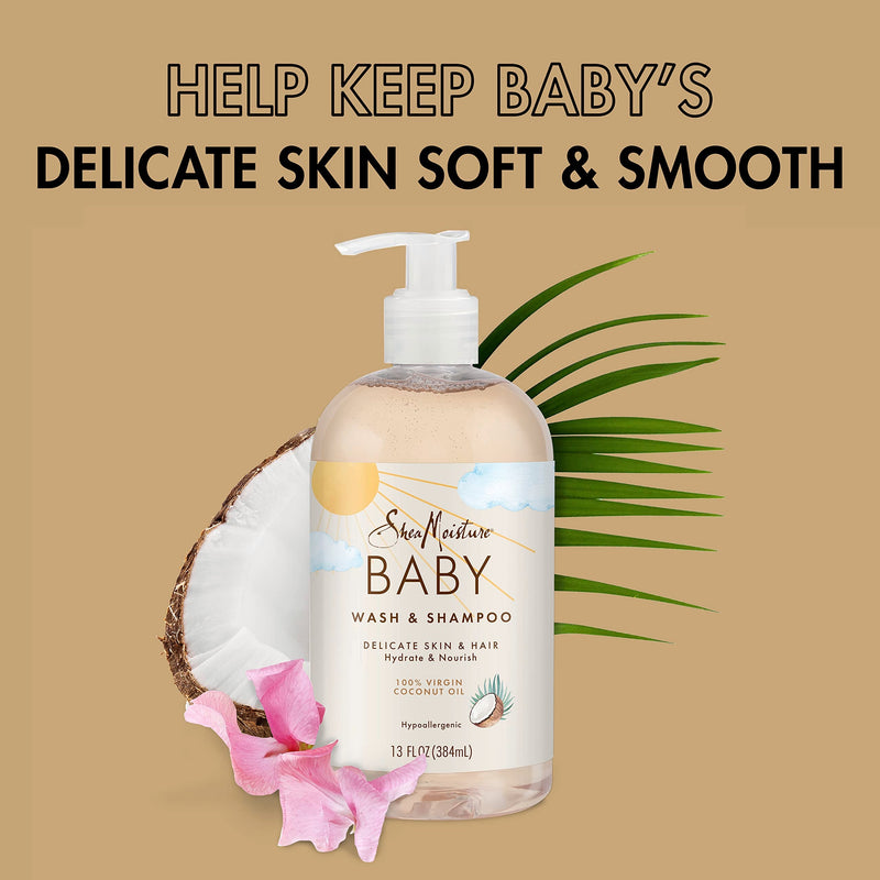 SheaMoisture Baby Wash and Shampoo 100% Virgin Coconut Oil for Baby Skin Cruelty Free Skin Care 13 oz - BeesActive Australia