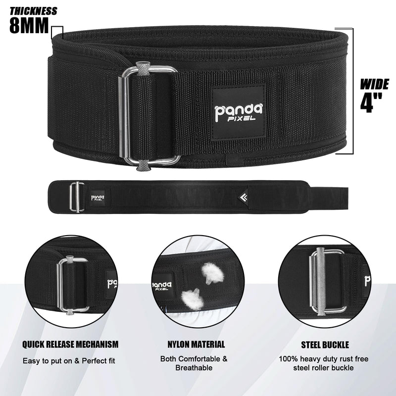 Weight Lifting Belt, PIXEL PANDA Self-Locking Weightlifting Belt, Weight Lifting belts, Premium Gym Belt for Men and Women, Professional Powerlifting Belt for Workout Fitness Squats Deadlifts Bodybuilding Medium (29-34"/75-88CM) Black - BeesActive Australia