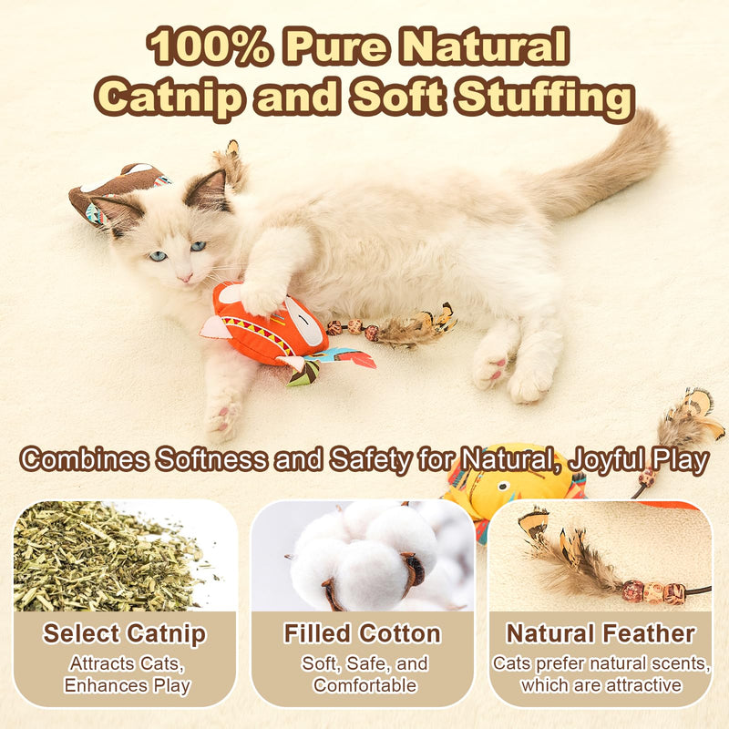 Jiupety Cat Toys Jungle Animals Interactive Cat Toys for Indoor Cats 3 Pack Catnip Toys and Feather Cat Toys Bite Resistant 10.6 Inches Animal - BeesActive Australia