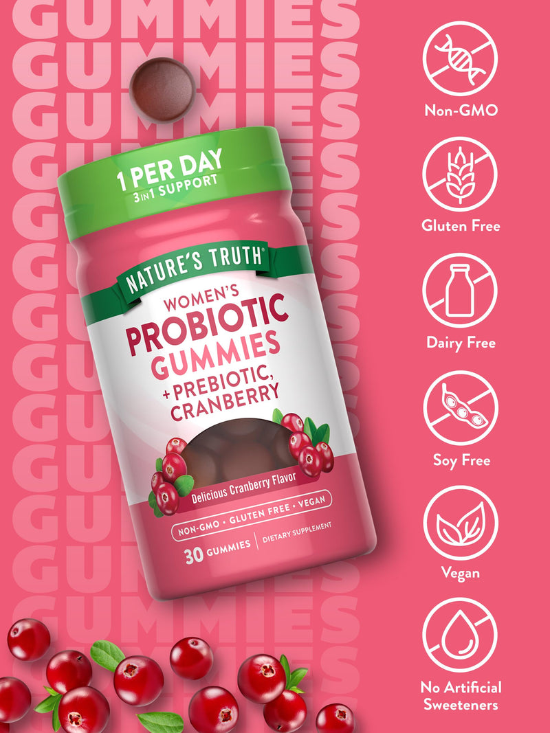 Nature's Truth Women's Probiotic Gummies | 30 Count | Cranberry Flavor | Vegan, Non-GMO & Gluten Free Supplement
