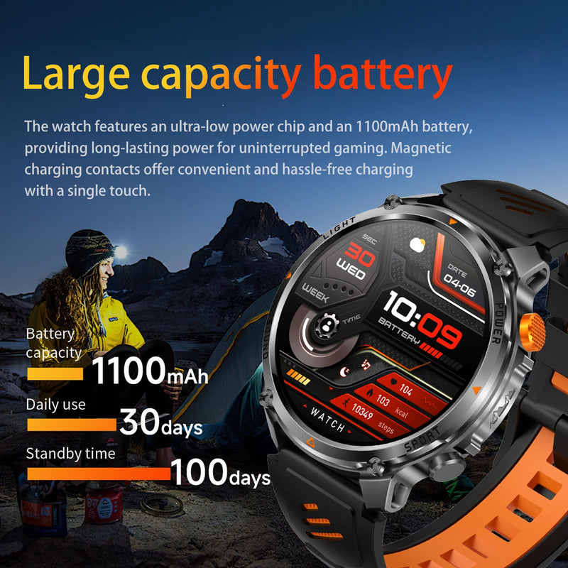 MIlitary Smart Watch for men with Compass, Flashlight, 100 Days Battery, IP68 Waterproof, Answer/Make Calls, 1.7" HD Fitness Tracker Watch with Heart Rate Monitor, for Android & iPhone (2 Straps) - BeesActive Australia
