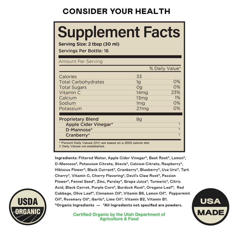 Complete Natural Urinary Tract Complete 8oz - Liquid Supplement for Urinary Tract Health with Organic Cranberry, D-Mannose, Beet Root, Fennel Seed, and Turmeric 8 Fl Oz (Pack of 1)