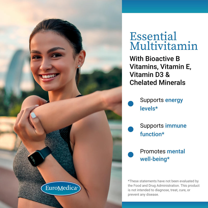 EuroMedica Essential Multivitamin - Daily Wellness - 60 Count | Bone, Cardiovascular and Immune Health Support. 60 tablets.