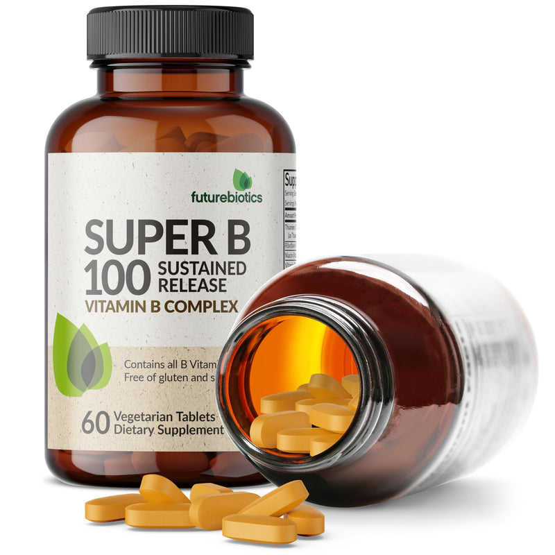 Futurebiotics Super B 100 Sustained Release Vitamin B Complex Non-GMO, 60 Vegetarian Tablets 60 Count (Pack of 1)