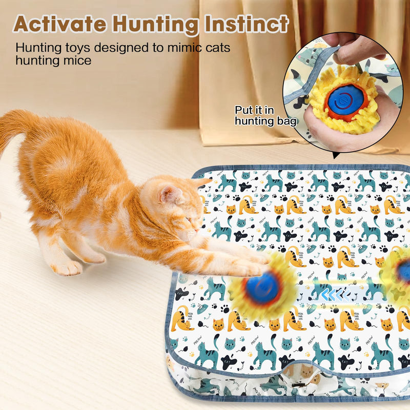 Interactive Cat Toys for Indoor Cats Cat Gifts Sea Urchin Smart Bounce Ball Fast Rolling with Light Automatic Moving Cat Toy Hide and Seek Game in Square Pouch for Cat for Cat - BeesActive Australia