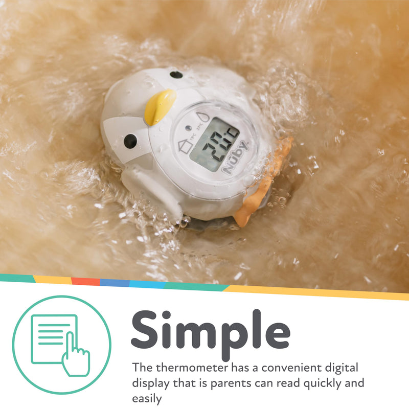 Nuby Bath and Room Digital Thermometer - Baby Thermometer for Safe and Cozy Bath and Room Temperatures - Penguin - BeesActive Australia