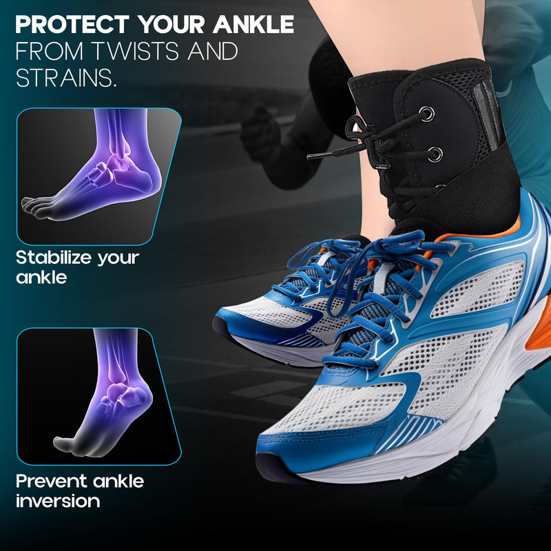 Ankle Brace lace up Stabilizers Adjustable Ankle Support for Sports Protect, Sprained Ankle, Ligament Damage, Injury Recovery (Medium Size) Spring Support (Soft) Medium - BeesActive Australia