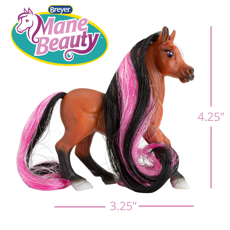 Breyer Horses Mane Beauty Li'l Beauties | Blaze | Brushable Black and Pink Mane and Tail | 4.25" L x 3.25" H |Model #7412, Brown - BeesActive Australia