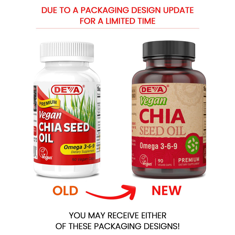DEVA Vegan Vitamins Chia Seed Oil, Packed with Omega 3, 6, 9 & Other Essential Fatty Acids, Cold-Pressed & Unrefined, 90 Capsules, (Pack of 2) 90 Capsules (Pack of 2)