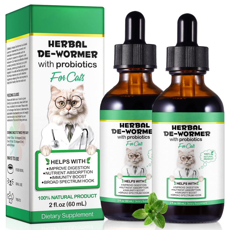 2 Pack Natural Herbal Supplement for Cats, Cat Herbal Cleanse, Digestive Support, Natural Liquid Supplement for Cats