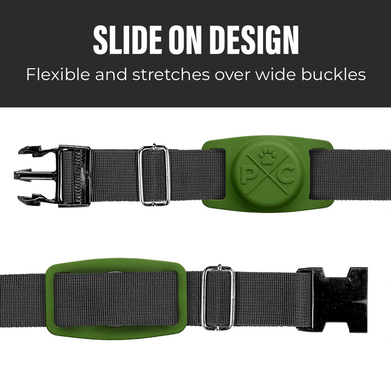 Pup Culture AirTag Dog Collar Holder, Extra-Durable, Lightweight, and Protective AirTag Case for Dog Collar - Track Your Pet Using an Apple AirTag - Dog Collar AirTag Holder- Green 1.5 Inch Collar - BeesActive Australia