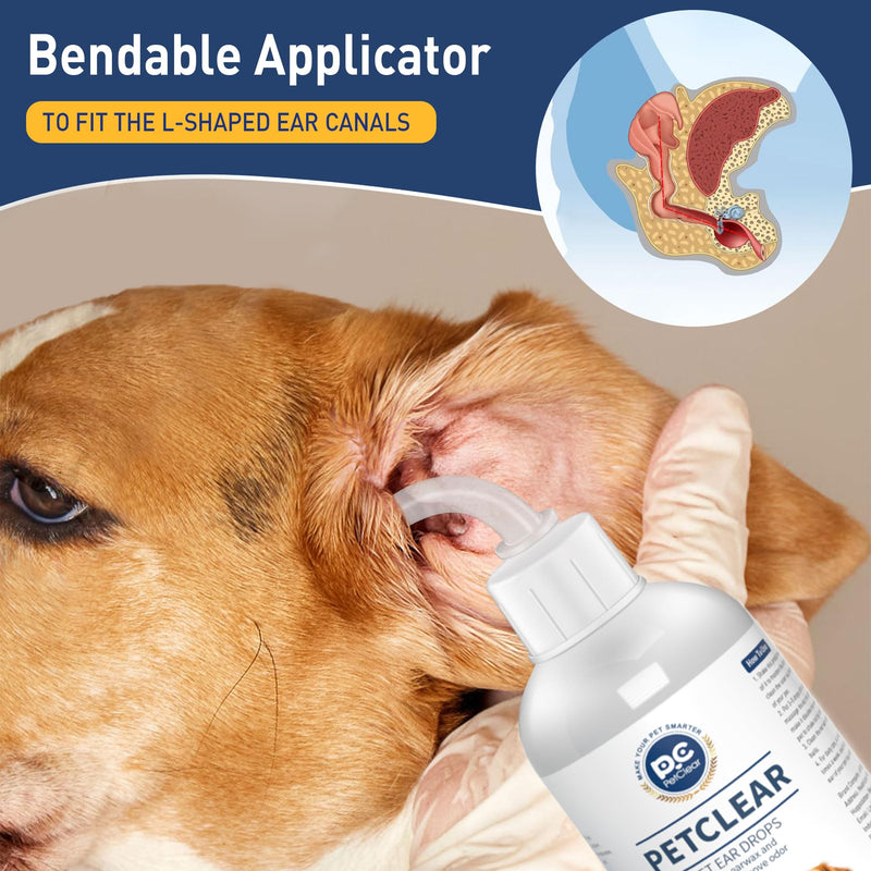 PCpetclear Ear Cleaner for Dogs & Cats 60ml, Stop Ear Inflammation and Itching, Dog Earwax, Dirt, Odor Remover - BeesActive Australia