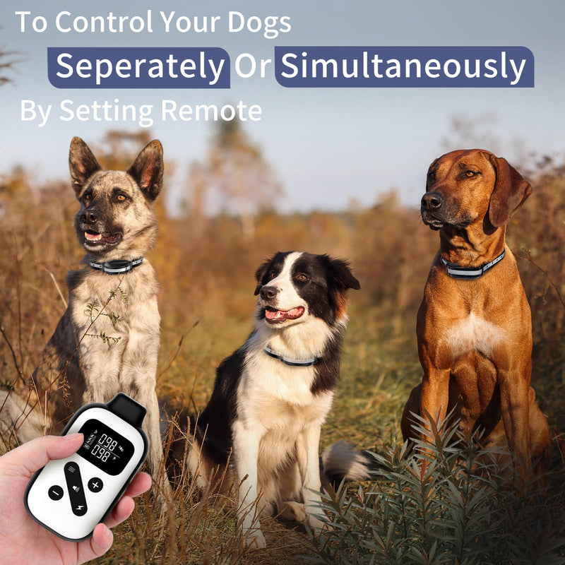 PetJoy 3 Dog Shock Collar for Large Dogs, Automatic Bark Collar with Remote, Bark and Training Collar Combo, Shock Collar with 5 Adjustable Levels of Sensitivity to Suit All Breeds of Dogs Bark 03 - BeesActive Australia