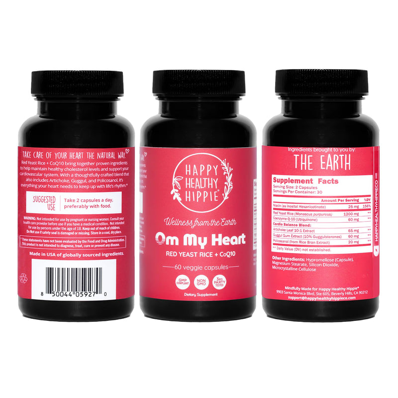 Red Yeast Rice with CoQ10 Supplement 1200 mg - Supports Cholesterol Balance, Heart Health & Circulation - Antioxidant Support with Coenzyme Q10 - Citrinin-Free, Non-GMO, Vegan, 60 Ct 60 Count (Pack of 1) - BeesActive Australia