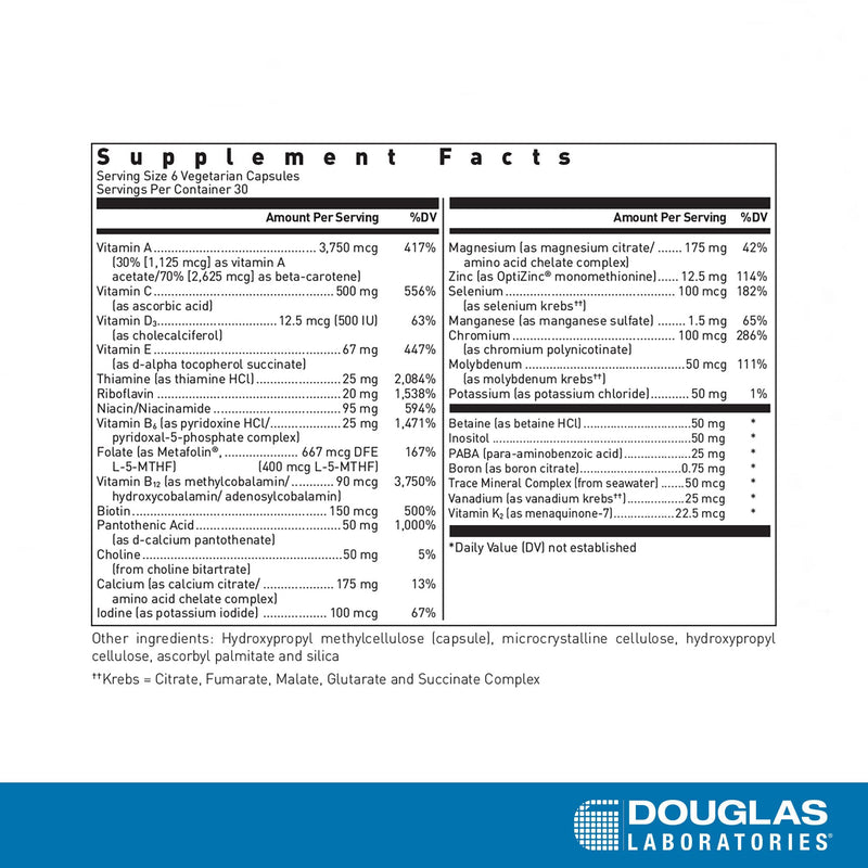 Douglas Laboratories Ultra Preventive III, 180 Capsules | Comprehensive Multivitamin/Mineral Formula, Essential Vitamins and Minerals, Dietary Supplement, Non-GMO