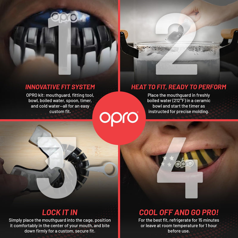 OPRO Instant Custom-Fit Mouth Guard, Dentist-Level Comfort, Protection & Fit - Moldable Mouthguard for Football, Boxing, Rugby, MMA, BJJ, UFC Mouth Piece- Includes Mouth Guard Case (White, Adult)