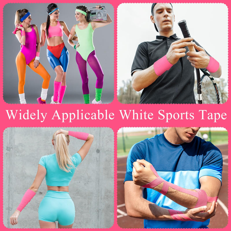 Hoolerry 12 Rolls 130 Yard Athletic Sports Tape Pre Wrap Very Strong Easy Tear No Sticky Residue Tape for Fingers Ankles Wrist Injury Wrap, Football Baseball Hockey Soccer(1.5 in,Pink) 1.5 In Pink - BeesActive Australia